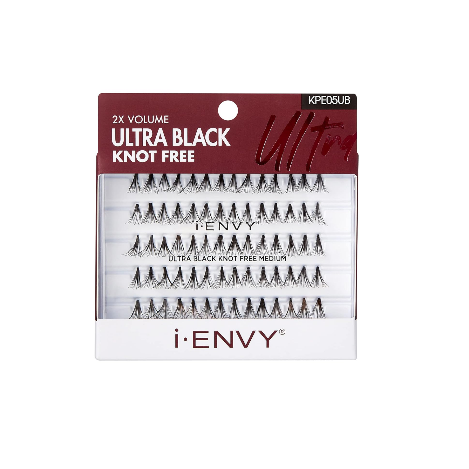 Medium length ultra black knot-free individual false eyelashes, 3-pack.
