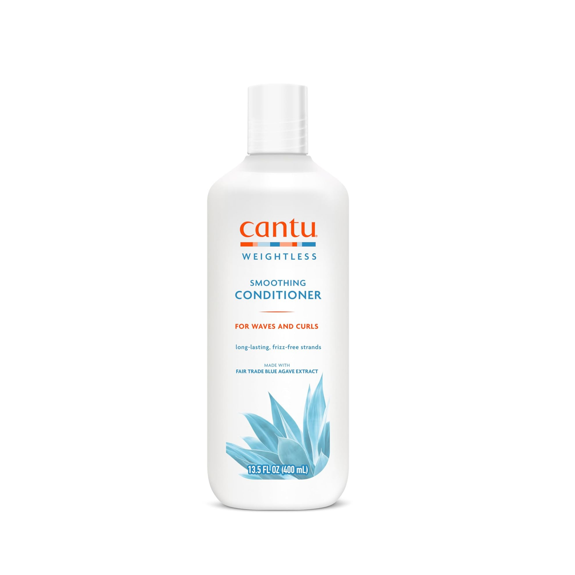 Weightless smoothing conditioner 13.5oz for waves and curls with blue agave, lightweight frizz control.