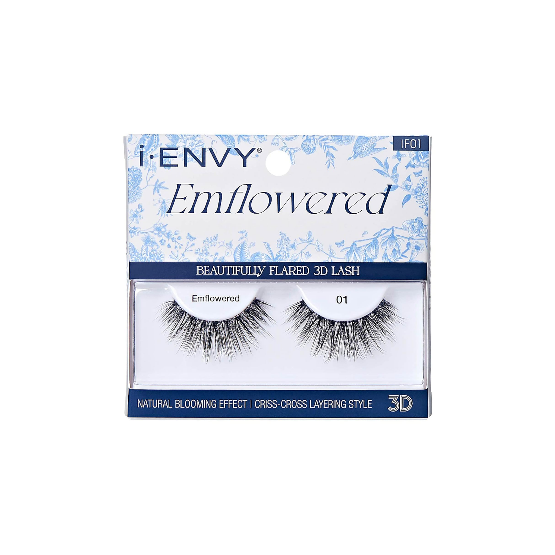 i-ENVY Emflowered Style 01 natural blooming effect 3D false eyelashes with soft criss-cross layering