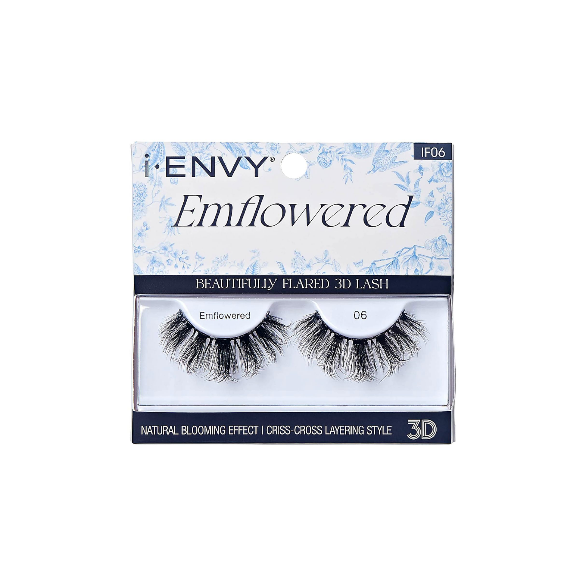 i-ENVY Emflowered Style 06 full flared blooming effect 3D false eyelashes for eye-opening look